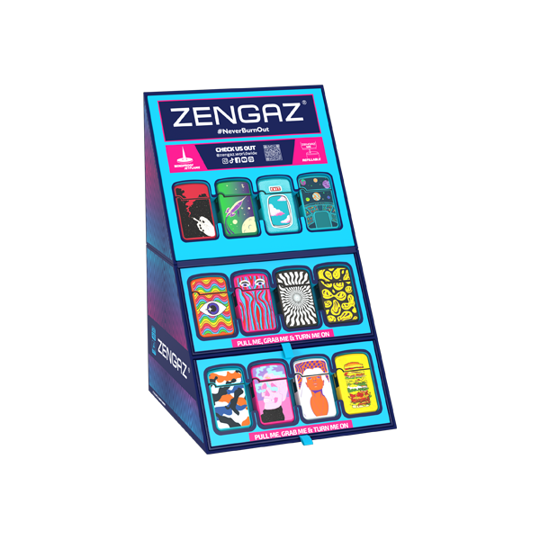 Zengaz Cube ZL-12 Royal Jet (EU-S6) - Jet Flame Lighters Bundle + 48 Lighters with Cube display stand