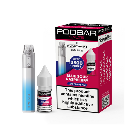 10mg Podbar Salts by Kingston x Innokin Endura S1 Disposable Vape Kit 3500 Puffs