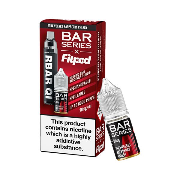 20mg Bar Series x Fitpod RBAR QI Refillable Disposable Vape & 10ml Nic Salt - 6000 Puffs